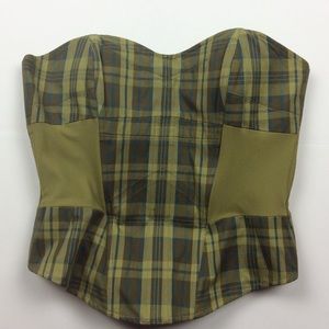 L.A.M.B. Plaid Corset Bustier Zip Up Victorian Top